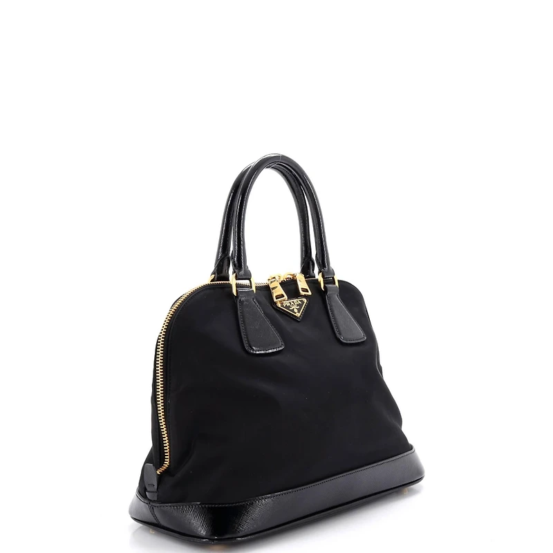 Pre-Owned Prada Medium Promenade Bag Tessuto and Vernice Saffiano Leather