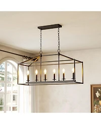Tribesigns Farmhouse Dining Room Light Fixtures Over Table, 6-Light Candle Holder Kitchen Island Pendant Lighting with Adjustable Iron Chain