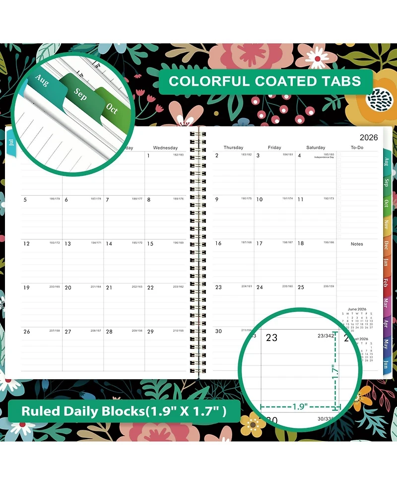 Gnuadz Planner 2026-2027 Academic Weekly Monthly Tabs Pocket