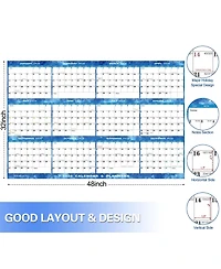 Gnuadz 2026 Wall Calendar Erasable Starry Sky Wet Dry Erase Large Laminated Annual Yearly Planner