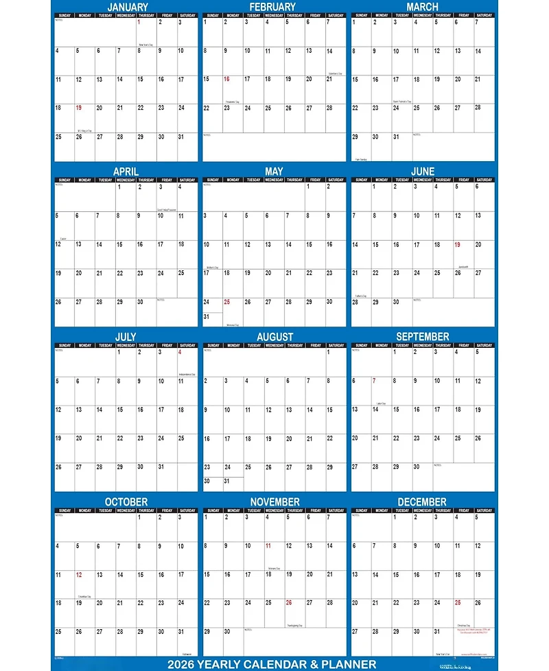 Gnuadz Swiftglimpse 2026 Wall Calendar Erasable Wet Dry Erase Laminated Annual Planner