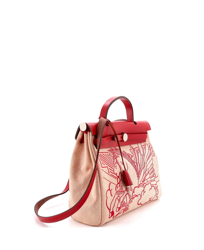 Pre-Owned HERMES 31 Herbag Zip Pegase Pop Toile and Leather