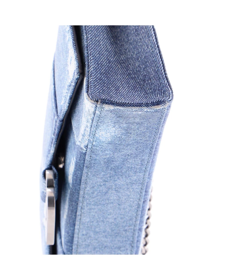 Pre-Owned Balenciaga Hourglass Chain Wallet Denim Printed Leather