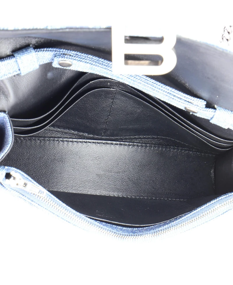 Pre-Owned Balenciaga Hourglass Chain Wallet Denim Printed Leather