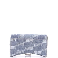 Pre-Owned Balenciaga Hourglass Chain Wallet Bb Monogram Denim
