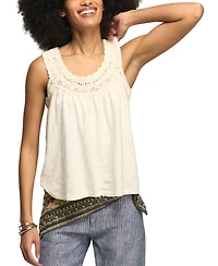 Lucky Brand Women's Crochet Trim Scoop Neck Swing Tank Top