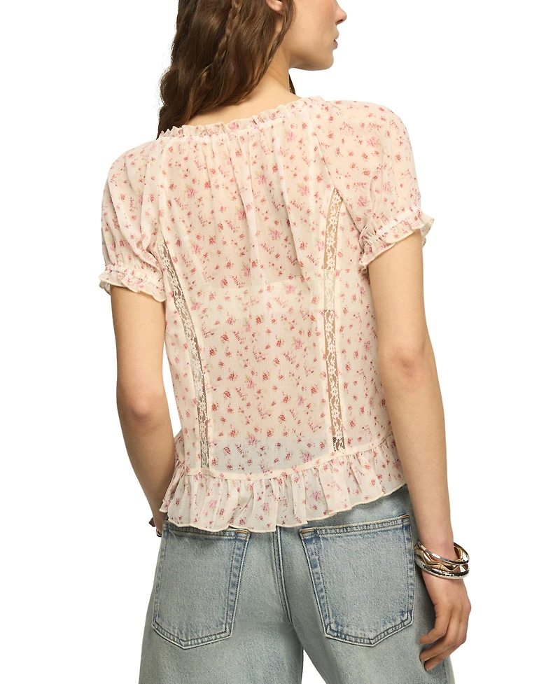 Lucky Brand Women's Flowy Ruffled Swing Top