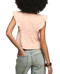 Lucky Brand Women's Embroidered Cotton Babydoll Top