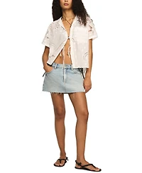 Lucky Brand Women's Novelty Tie-Front Short-Sleeve Shirt