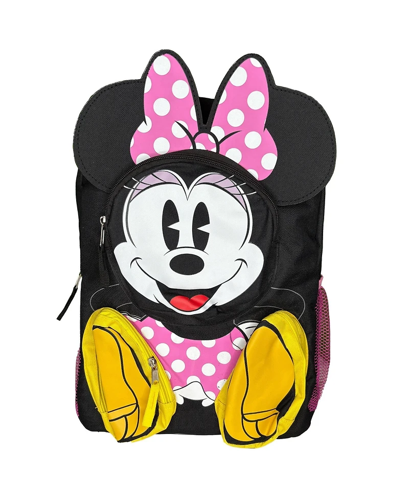 Disney Minnie Mouse Front Body 16 Inch Backpack with 3D 3 Zipper Pockets