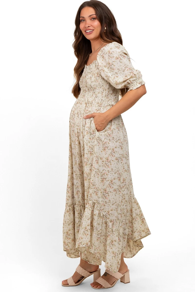 Pinkblush Maternity Light Olive Smocked Handkerchief Hem Dress
