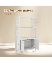 sumyeg Bathroom Storage Cabinet with Open Shelves and Double Doors Organizer
