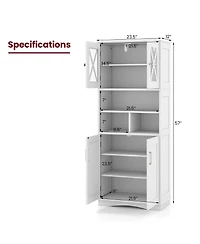 sumyeg Tall Bathroom Floor Storage Cabinet with Acrylic Doors and Cube Compartments