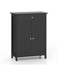 sumyeg Bathroom Floor Storage Cabinet Freestanding Organizer with Two Doors