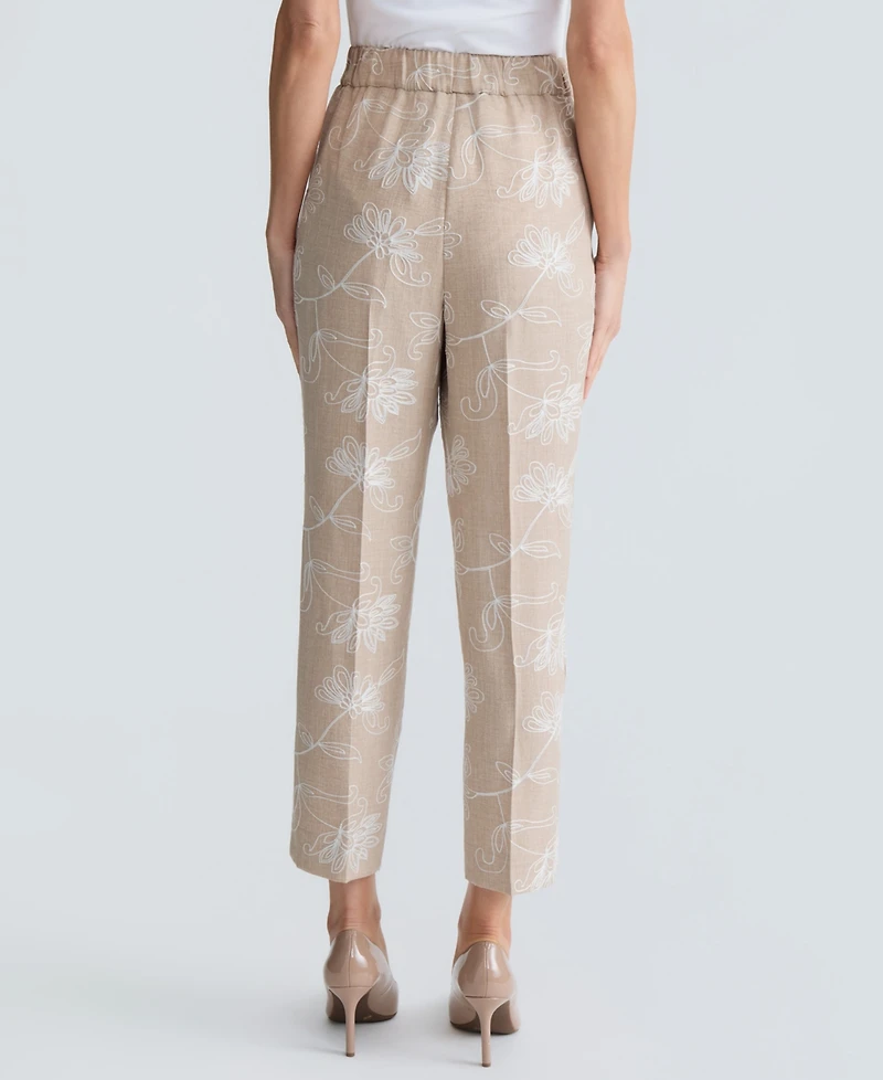 Kasper Women's High-Rise Embroidered Ankle Pants, Regular & Petite