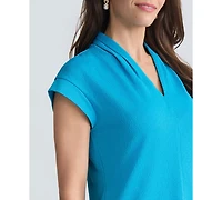 Kasper Women's V-Neck Short-Sleeve Knit Top