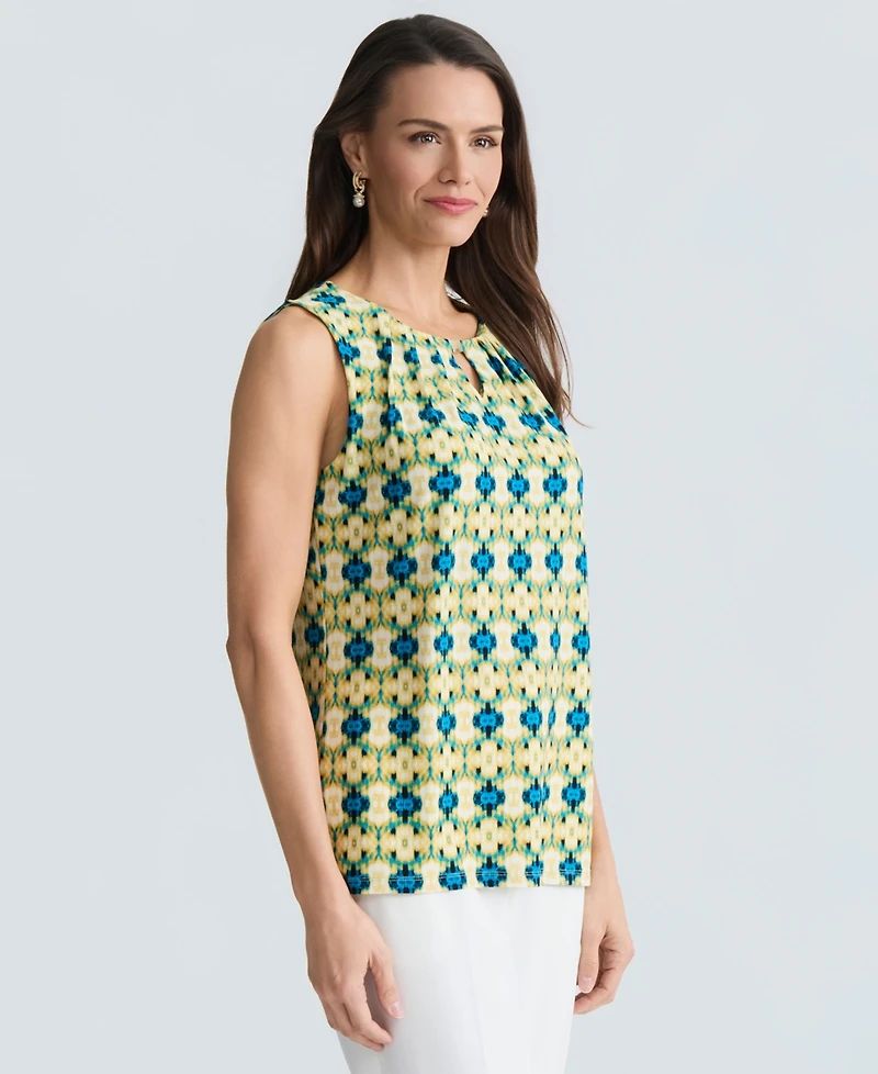 Kasper Women's Printed Sleeveless Keyhole Top, Regular & Petite