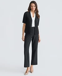 Kasper Women's Textured Stitch Short-Sleeve Cardigan