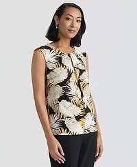 Kasper Women's Sleeveless Printed Keyhole Top