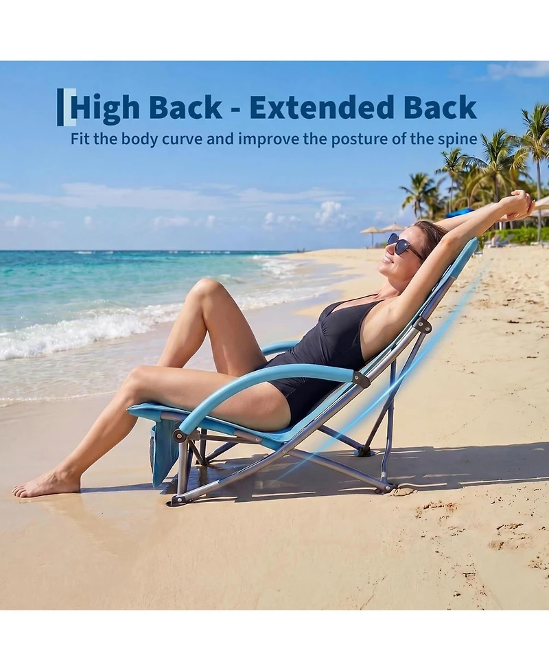 Xo 1 Pack Lightweight High Back Beach Chair, Folding Portable Camping Chairs for Camping, Beach, Travel
