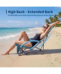 Xo 1 Pack Lightweight High Back Beach Chair, Folding Portable Camping Chairs for Camping, Beach, Travel