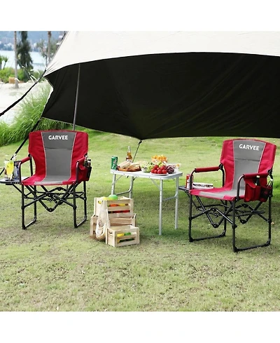 Xo 2 Pack Oversized Heavy Duty Camping Directors Chair, Portable Folding Lawn Chair for Beach, Fishing, Picnic
