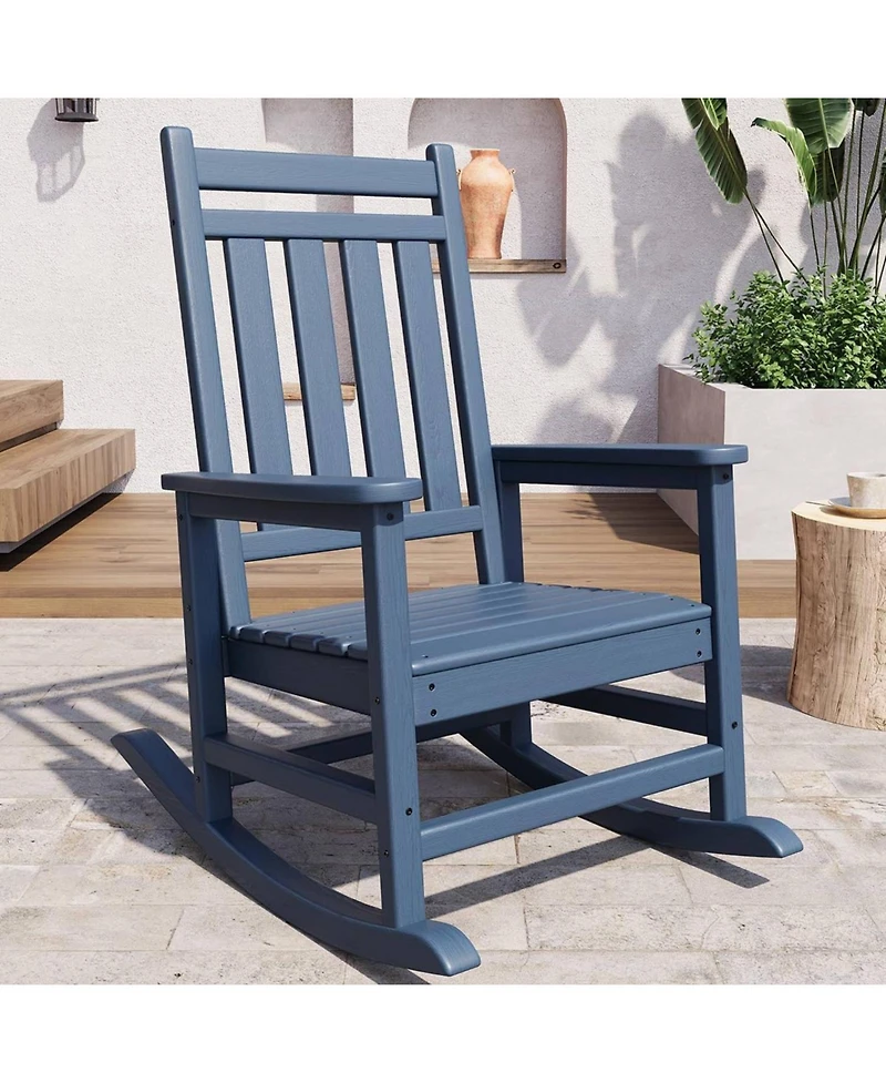Xo Piece All Weather Resistant Outdoor Hdpe Porch Rocking Chair for Balcony Backyard Porch