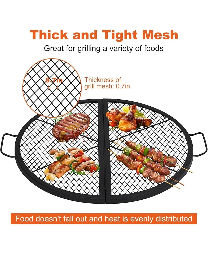 Xo Foldable Fire Pit Cooking Grill Grate, X-Marks Campfire Bbq Grill