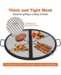 Xo Foldable Fire Pit Cooking Grill Grate, X-Marks Campfire Bbq Grill