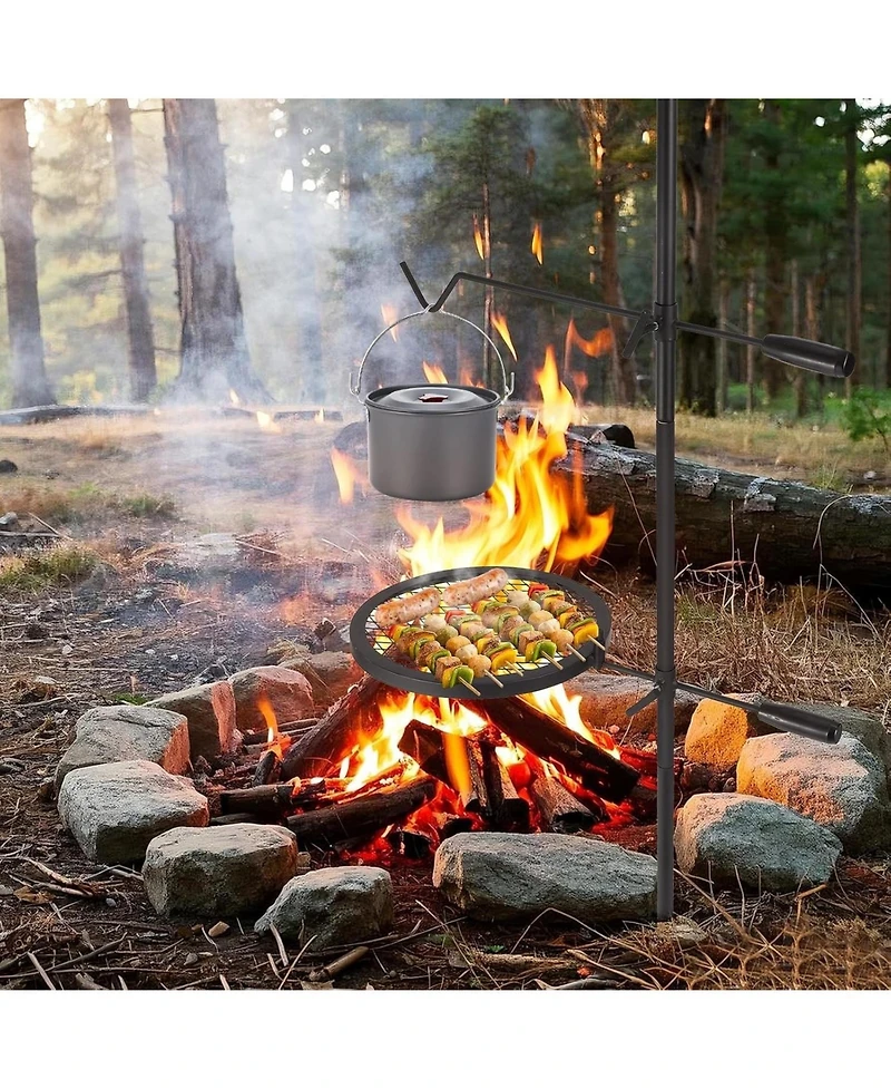Xo Campfire Grill Grate, 13.4" x 13.4", Heavy Duty Steel Open Fire Grill Stand for Camping Bbq