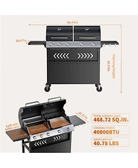 Xo 5-Burner Propane Gas Griddle Grill Combo, 40,000 Btu Stainless Steel Bbq for Backyard Kitchen