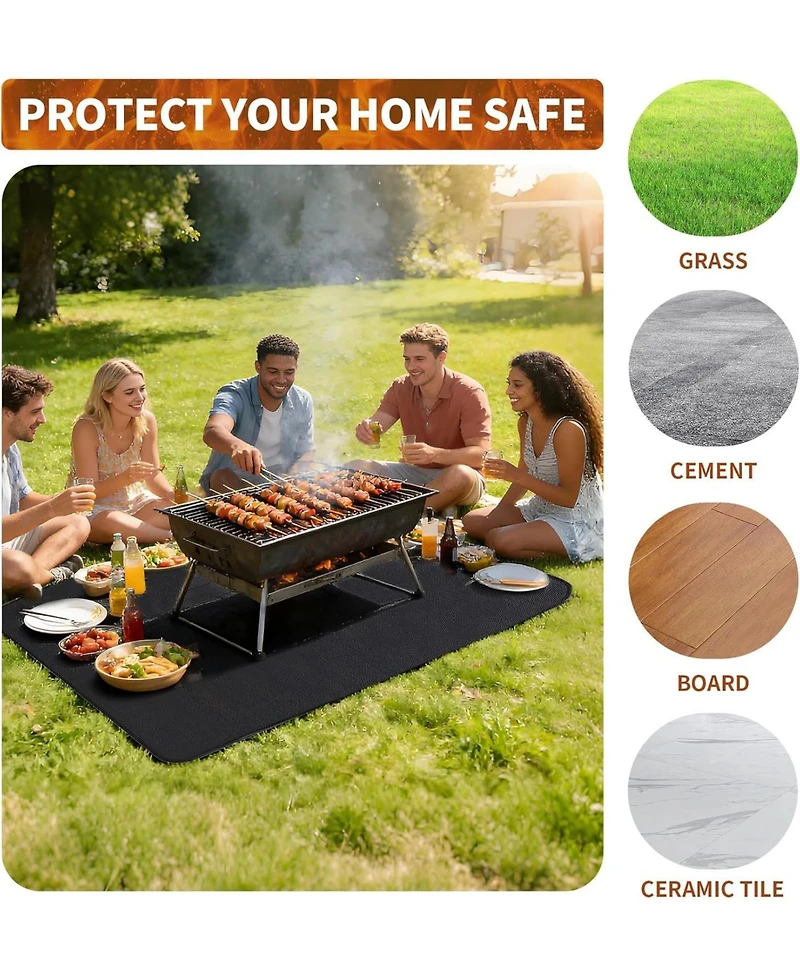 Xo 65" x 48" Under Grill Mat, Fireproof Waterproof Bbq Deck Protector for Patio