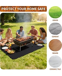 Xo 65" x 48" Under Grill Mat, Fireproof Waterproof Bbq Deck Protector for Patio