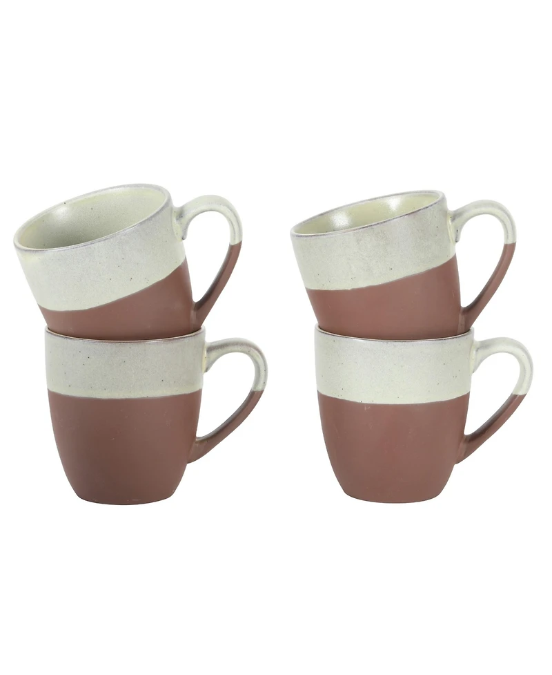 Gibson Home William Crest Reactive Stoneware Coffee Mugs, Set of 4, 15 oz