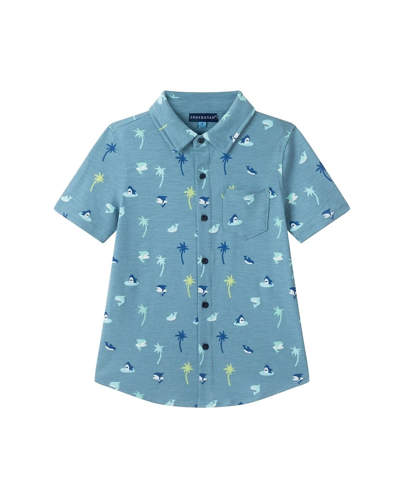 Andy & Evan Big Boys Knit Tropical Vibe Buttondown Set
