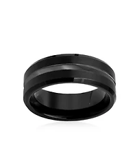 Bling Jewelry Two Tone Center Couples Titanium Band Ring Comfort Fit