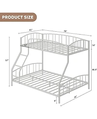 gaomon Metal Bunk Bed Over Full, Heavy Duty Bunkbeds Frame with Arched Guardrail and Safety Ladder, Sturdy Steel Bed for Kids Boys Girls