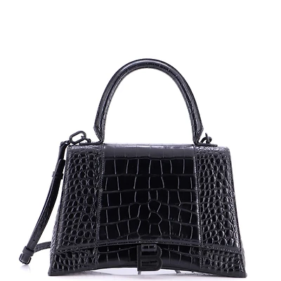 Pre-Owned Balenciaga Medium Hourglass Top Handle Bag Embossed Leather