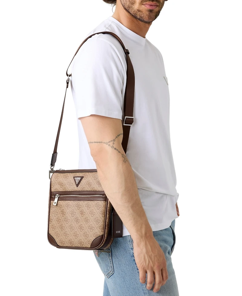 Guess Men's Milano Monogram Pattern Crossbody Bag