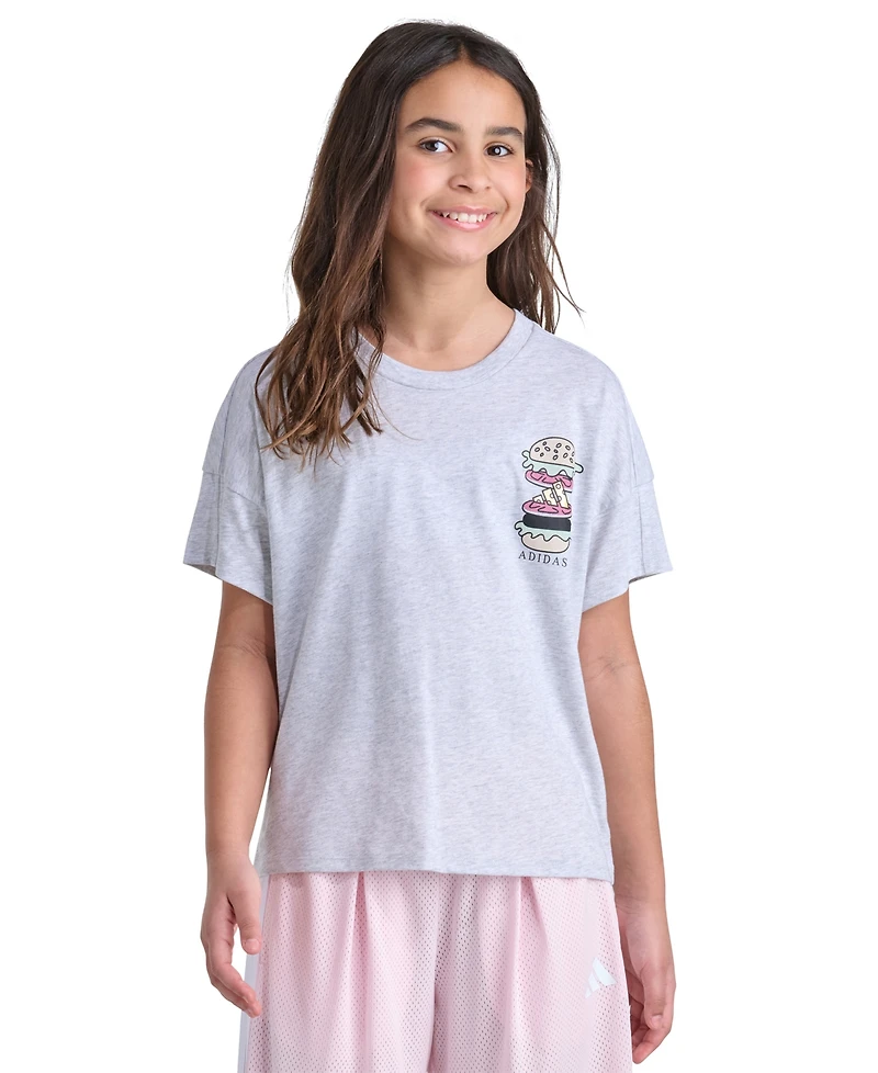 adidas Girls' 7-16 Short-Sleeve Heather Drop Shoulder T-Shirt