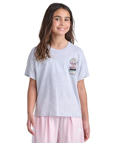 adidas Girls' 7-16 Short-Sleeve Heather Drop Shoulder T-Shirt