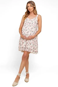 Pinkblush Maternity Pink Floral Plisse Texture Mini Dress