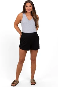 Pinkblush Women's Black Basic Rounded Hem Shorts