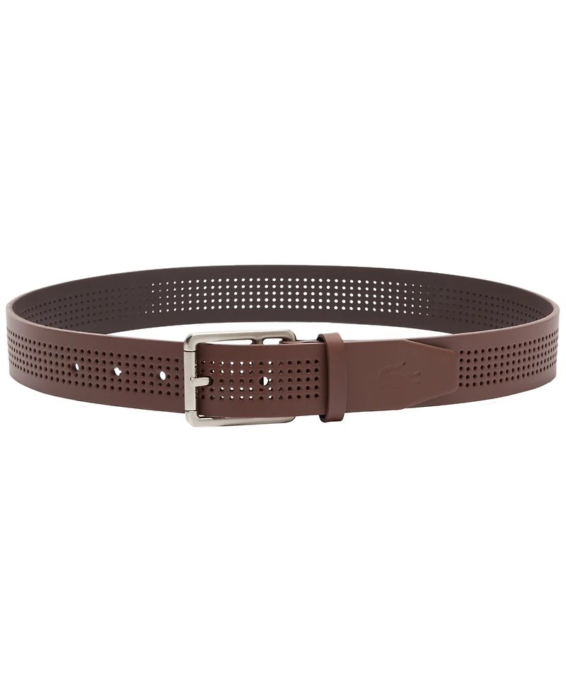 Lacoste Men's Harness Buckle Perforated Leather Belt