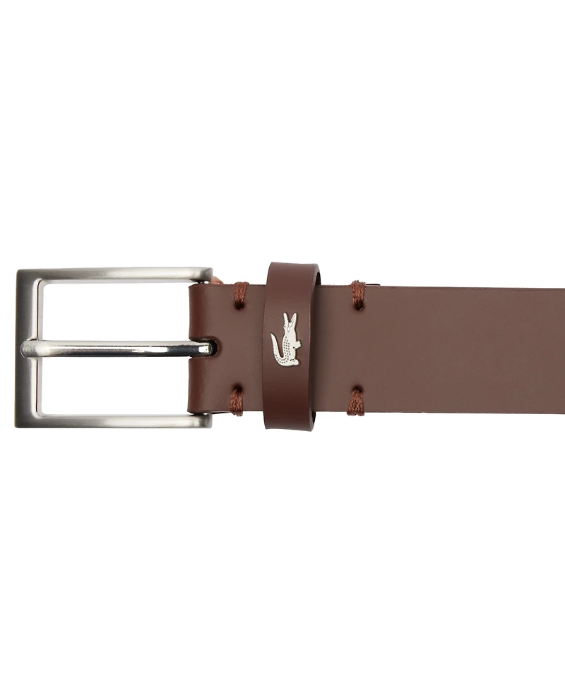 Lacoste Men's Croc Detail Leather Belt