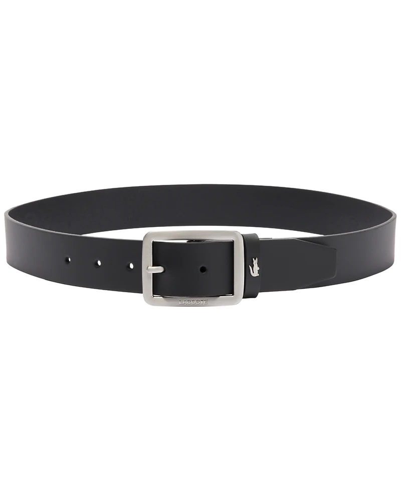 Lacoste Men's Embossed Buckle Leather Belt