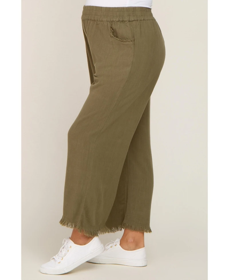 Pinkblush Maternity Olive Linen Frayed Hem Crop Pants