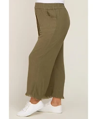 Pinkblush Maternity Olive Linen Frayed Hem Crop Pants