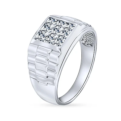 Bling Jewelry Big Square Cubic Zirconia Statement Ring .925 Sterling Silver
