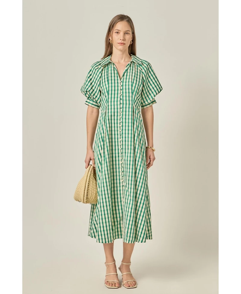 English Factory Women's Gingham Check Midi Dress